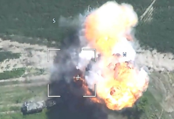 Впервые показали применение БПЛА "Герань" с особо мощной боевой частью