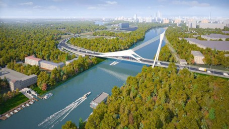 Готовность моста-паруса в районе Новозаводской улицы превышает 15 процентов