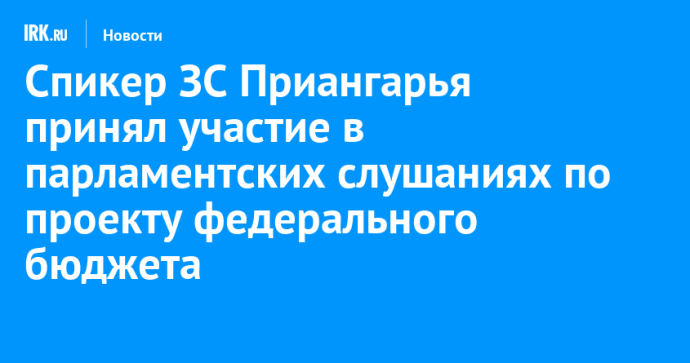 Спикер ЗС Приангарья принял участие в парламентских слушаниях по проекту федерального бюджета