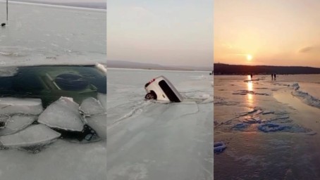 Лёд в Тавричанке не выдержал – три машины с рыбаками ушли под воду кормить навагу