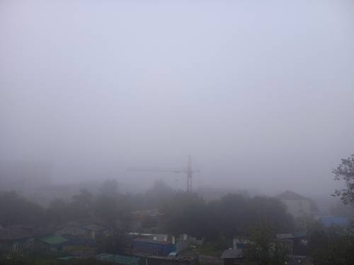 Густой туман опустился на Благовещенск