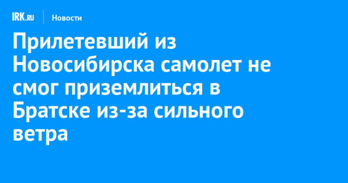 Прилетевший из Новосибирска самолет не смог приземлиться в Братске из-за сильного ветра Прилетевший из Новосибирска самолет не смог приземлиться в Братске из-за сильного ветра