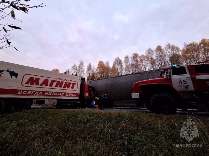 В Орловском районе фура протаранила три легковушки