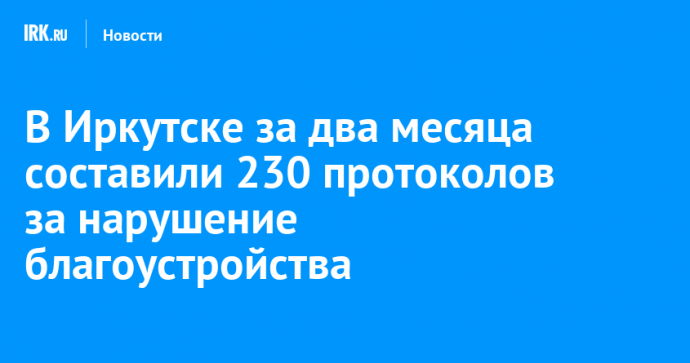 В Иркутске за два месяца составили 230 протоколов за нарушение благоустройства
