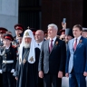 Сергей Кравцов, патриарх Кирилл и мэр Москвы Сергей Собянин приняли участие в параде кадет на Поклонной горе