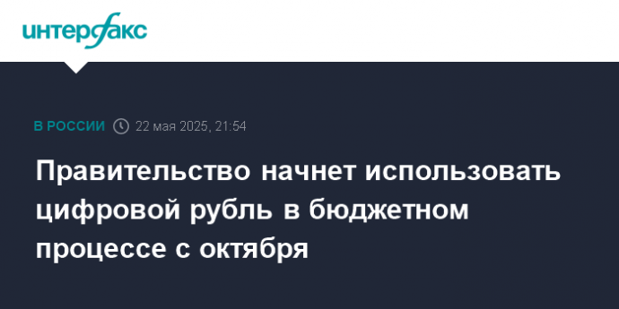 Правительство начнет использовать цифровой рубль в бюджетном процессе с октября