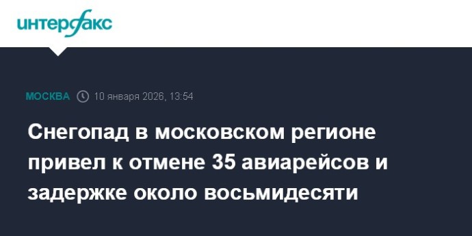 Снегопад в московском регионе привел к отмене 35 авиарейсов и задержке около восьмидесяти