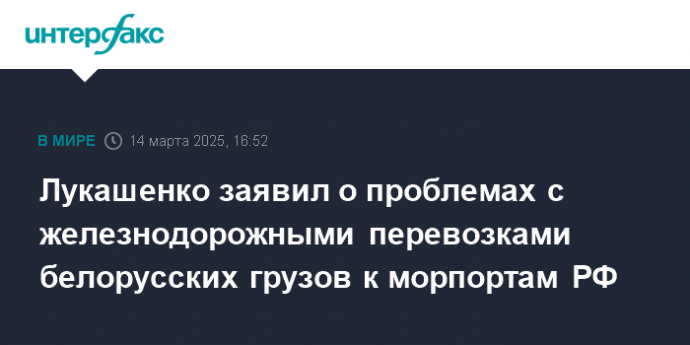 Лукашенко заявил о проблемах с железнодорожными перевозками белорусских грузов к морпортам РФ