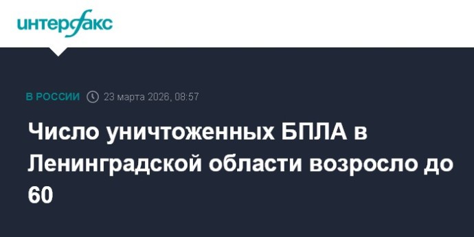 Число уничтоженных БПЛА в Ленинградской области возросло до 60 Число уничтоженных БПЛА в Ленинградской области возросло до 60