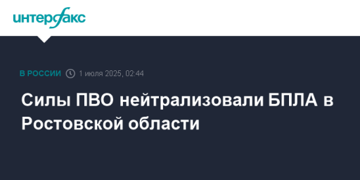 Силы ПВО нейтрализовали БПЛА в Ростовской области
