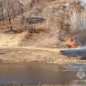 Пожарные Благовещенского гарнизона тушат возгорание в Моховой Пади