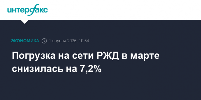 Погрузка на сети РЖД в марте снизилась на 7,2%