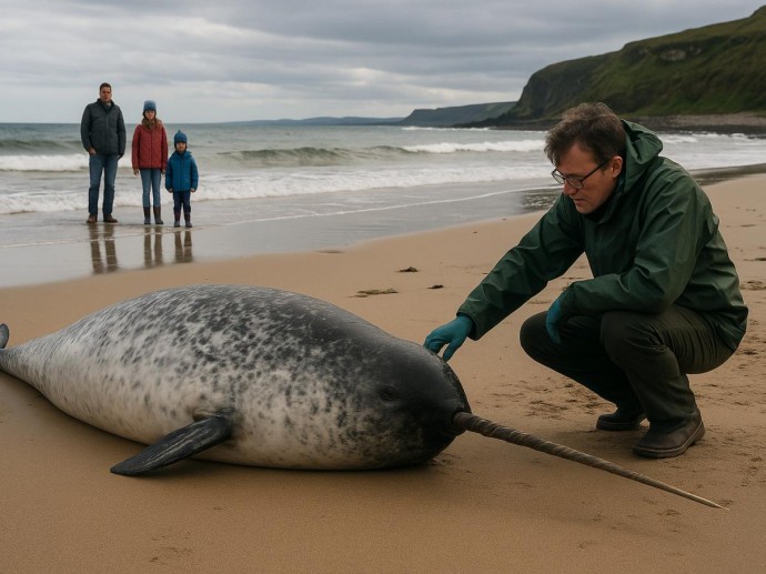 Редкое появление арктического нарвала у берегов Ирландии зафиксировали в NPWS