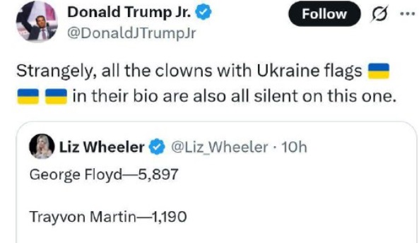 Все клоуны с украинскими флагами молчат об убийстве украинки в США — Трамп-младший