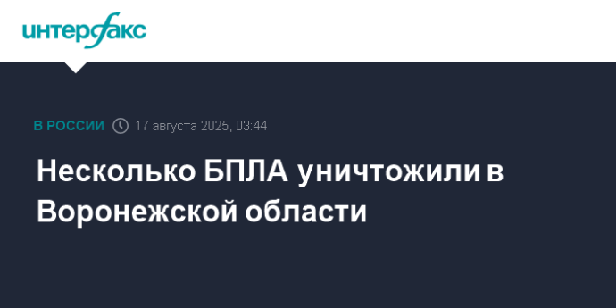 Несколько БПЛА уничтожили в Воронежской области