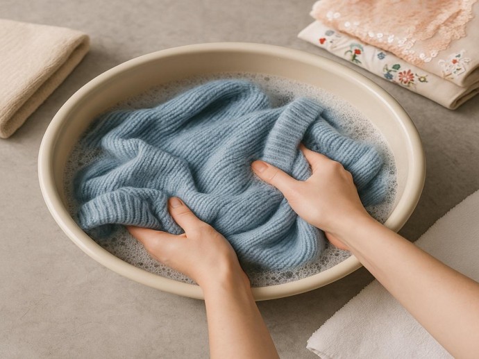Стирка свитера в холодной воде помогает сохранить форму — Malatec