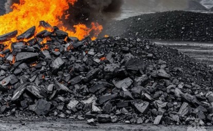Уголь вспыхнул на промышленном складе в Корсакове