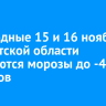 В выходные 15 и 16 ноября в Иркутской области ожидаются морозы до -40 градусов