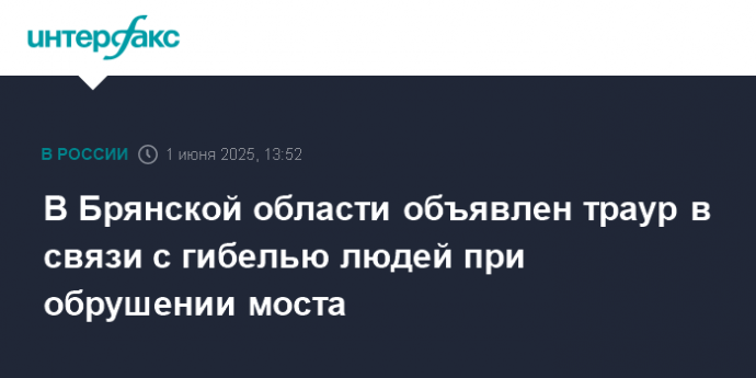 В Брянской области объявлен траур в связи с гибелью людей при обрушении моста