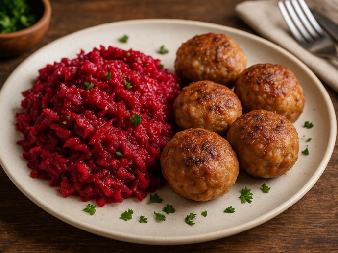 Необычное сочетание, которое покорит сердце: мясные шарики и салат из свёклы — попробуйте сейчас Необычное сочетание, которое покорит сердце: мясные шарики и салат из свёклы — попробуйте сейчас