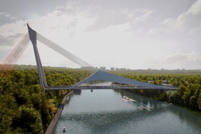 Собянин: Смонтировано больше половины пролетного строения моста-паруса Собянин: Смонтировано больше половины пролетного строения моста-паруса