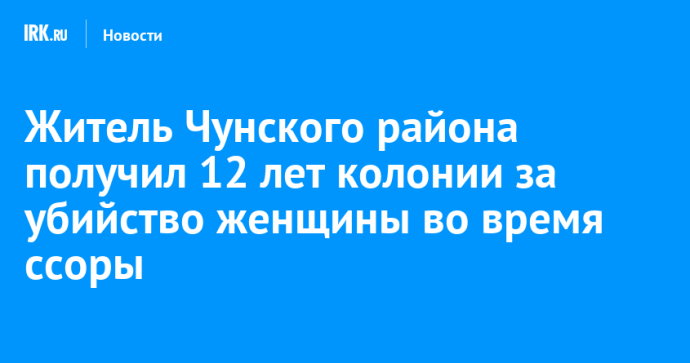 Житель Чунского района получил 12 лет колонии за убийство женщины во время ссоры