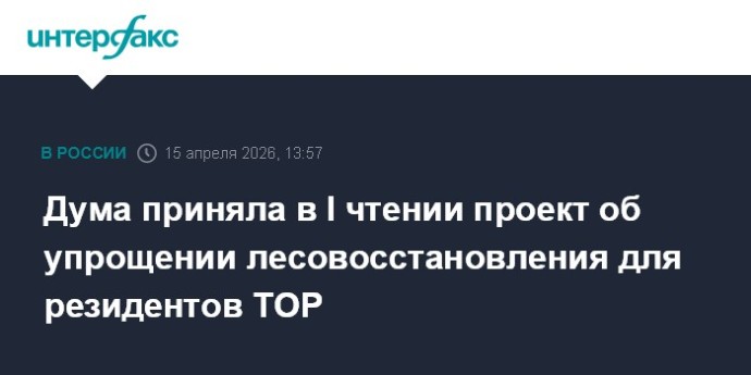 Дума приняла в I чтении проект об упрощении лесовосстановления для резидентов ТОР