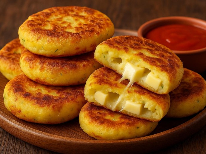 Картофельные лепешки с хрустящей корочкой и плавленым сыром