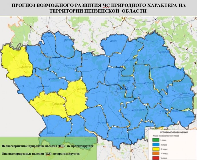 Третий класс пожарной опасности прогнозируется в трех районах Пензенской области