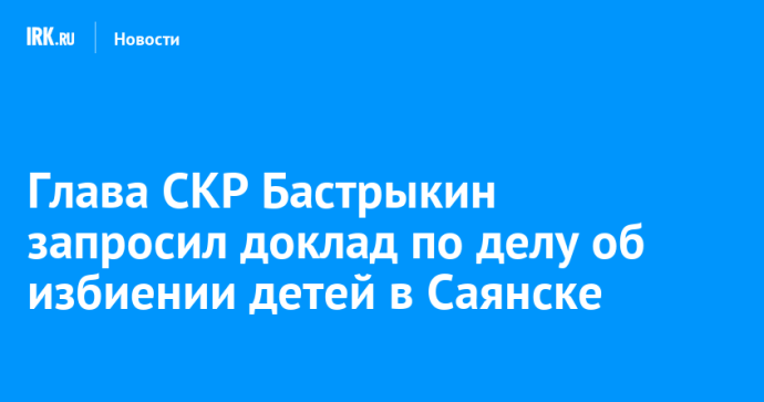 Глава СКР Бастрыкин запросил доклад по делу об избиении детей в Саянске