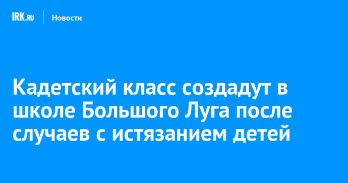 Кадетский класс создадут в школе Большого Луга после случаев с истязанием детей