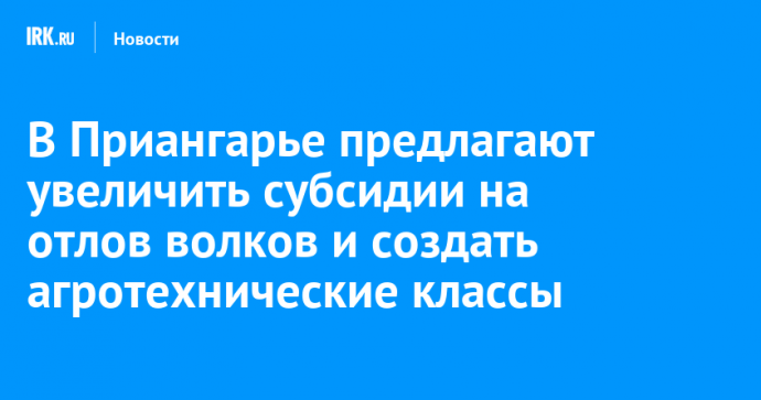 В Приангарье предлагают увеличить субсидии на отлов волков и создать агротехнические классы