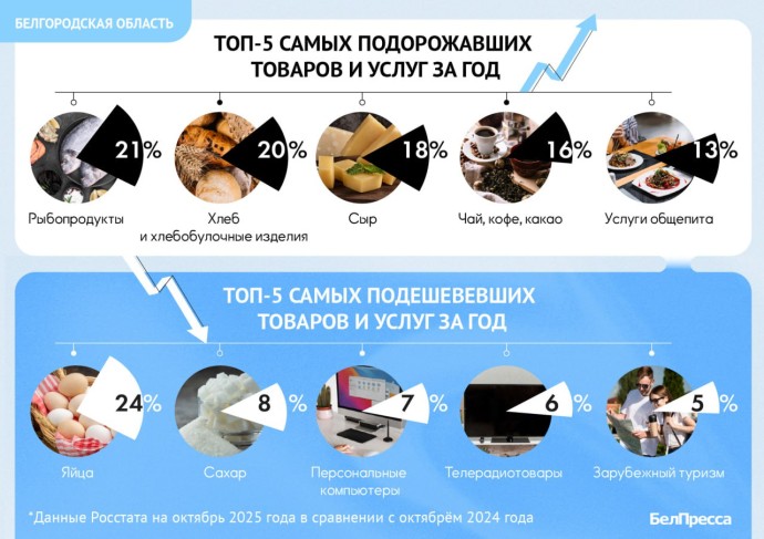 Годовая инфляция в Белгородской области снизилась до 7,7 % (инфографика) Годовая инфляция в Белгородской области снизилась до 7,7 % (инфографика)