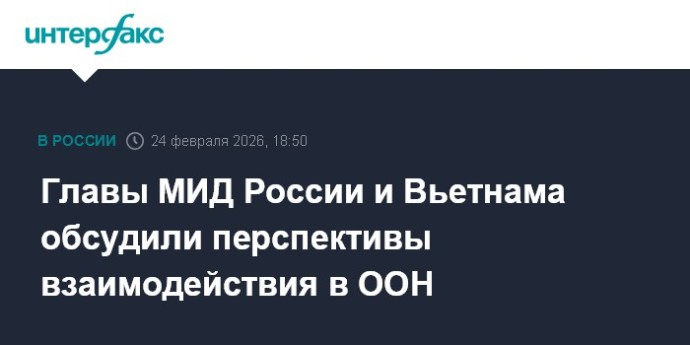 Главы МИД России и Вьетнама обсудили перспективы взаимодействия в ООН