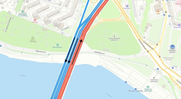 В Уфе закроют выезд из города на старом мосту через Белую