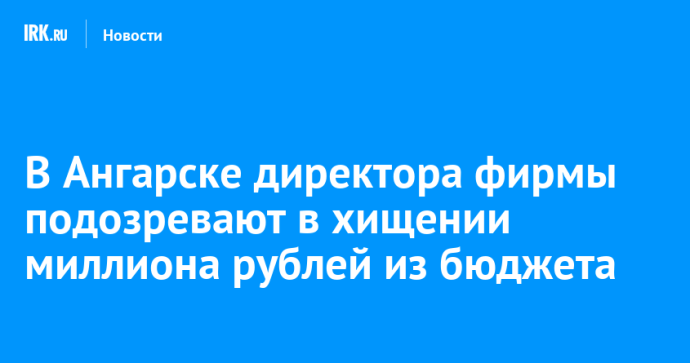 В Ангарске директора фирмы подозревают в хищении миллиона рублей из бюджета