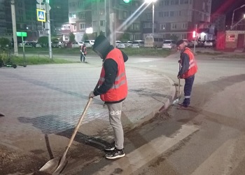 В Благовещенске на Ленина и Краснофлотской покосят траву