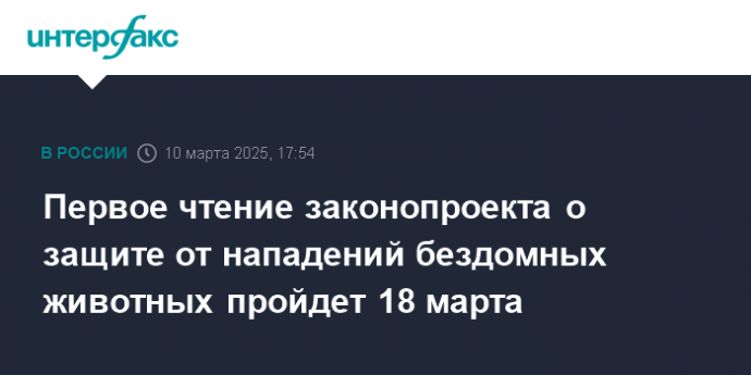 Первое чтение законопроекта о защите от нападений бездомных животных пройдет 18 марта