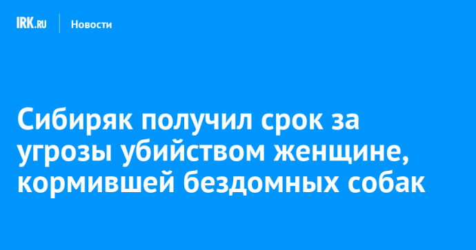 Сибиряк получил срок за угрозы убийством женщине, кормившей бездомных собак