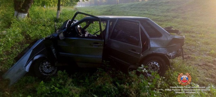 В Ивнянском районе пьяный парень на авто вылетел в кювет и врезался в дерево