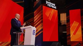 Михаил Мишустин выступает с лекцией в рамках просветительского марафона «Знание.Первые»