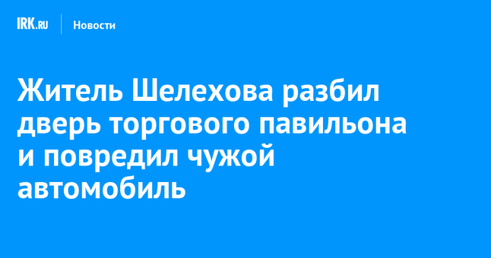 Житель Шелехова разбил дверь торгового павильона и повредил чужой автомобиль
