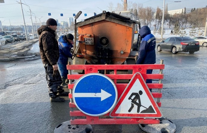 С приходом тепла в Уфе начался активный ремонт дорог