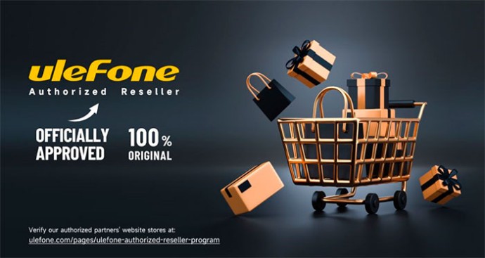 Компания Ulefone представила жёлтый логотип «Авторизованный продавец» (Authorized Reseller) как гарантию подлинности и надёжности