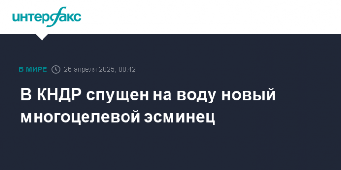 В КНДР спущен на воду новый многоцелевой эсминец