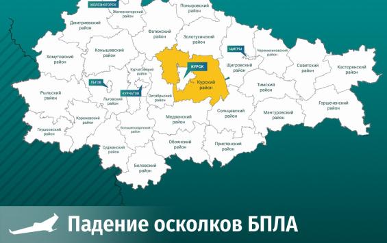 В Курском районе в результате падения осколков беспилотника загорелись хозяйственные постройки