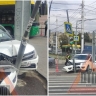 В Пензе у памятника Победы автомобиль врезался в столб