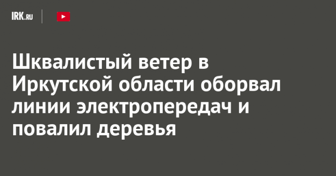 Шквалистый ветер в Иркутской области оборвал линии электропередач и повалил деревья