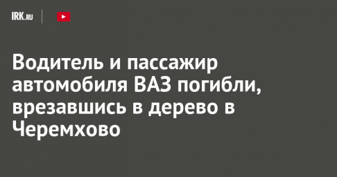 Водитель и пассажир автомобиля ВАЗ погибли, врезавшись в дерево в Черемхово