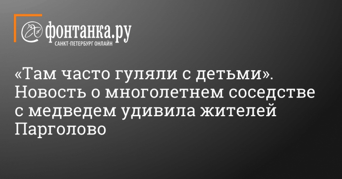 «Там часто гуляли с детьми». Новость о многолетнем соседстве с медведем удивила жителей Парголово